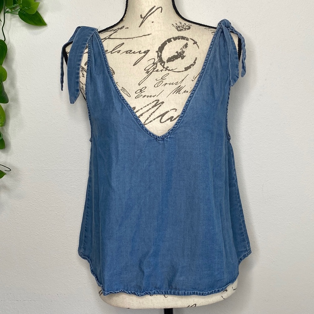 Cotton On Tie shoulder tank top denim style